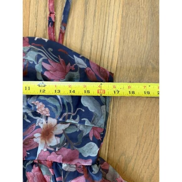 Lulus Cherished Aura Navy Blue Floral Organza Bustier Midi Dress Large - Picture 9 of 10